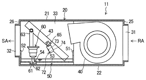 空気調和装置の内部構造図