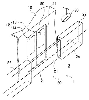 ホームドアと車両、カメラの配置を示す全体構成図