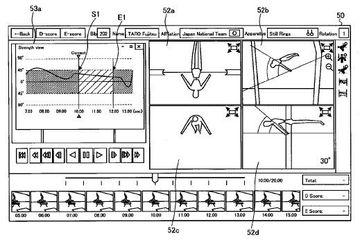 審判員が確認する採点システムの表示画面
